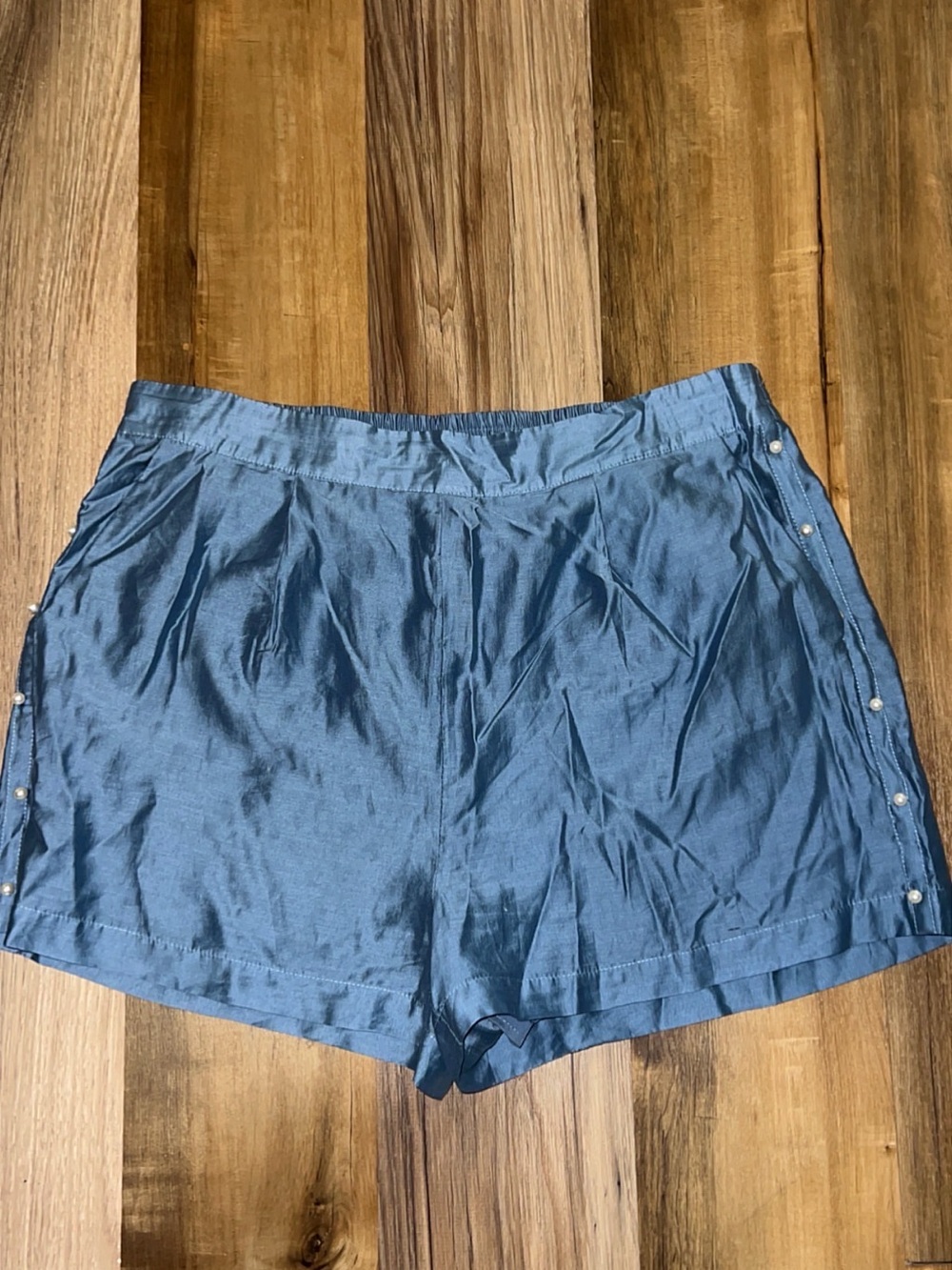 Naked Zebra Blue High-Waist Satin-Look Shorts